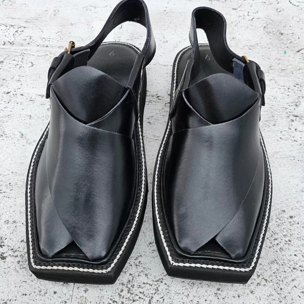 Captan Chappel Sandal Black Genuine Leather Upper Captaan Handmade Shoe Size 8.5 - Picture 4 of 11